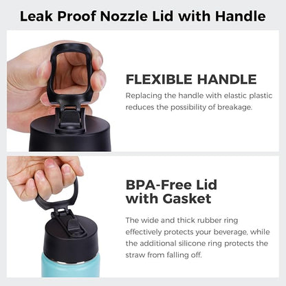 Neihepal 22 oz Insulated Water Bottles Bulk, Stainless Steel Water Bottles Bulk with Leak Proof Straw Lid, Wide Mouth Double Walled Vacuum Keeps Cold and Hot(Mix,8 Pack)