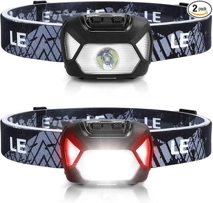 Lepro HeadLamp, 2 Pack Super Bright LED Head lamp with 6 Lighting Modes, Waterproof, Battery Powered LED Lightweight Headlight for Cycling Running Camping for Kids Adults