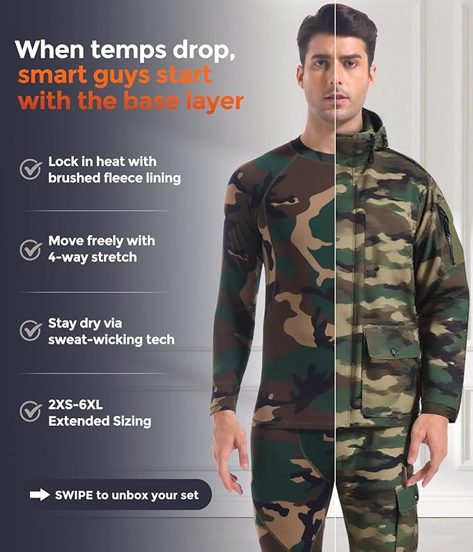 CL convallaria Thermal Underwear Long Johns Set Mens Winter Gift Hunting Gear Sport Base Layer Bottom Top