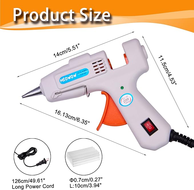20W Mini Hot Glue Gun with 30 Glue Sticks Set, Fast Preheating Hot Melt, High Temp for Crafts, DIY, and Quick Home Repairs