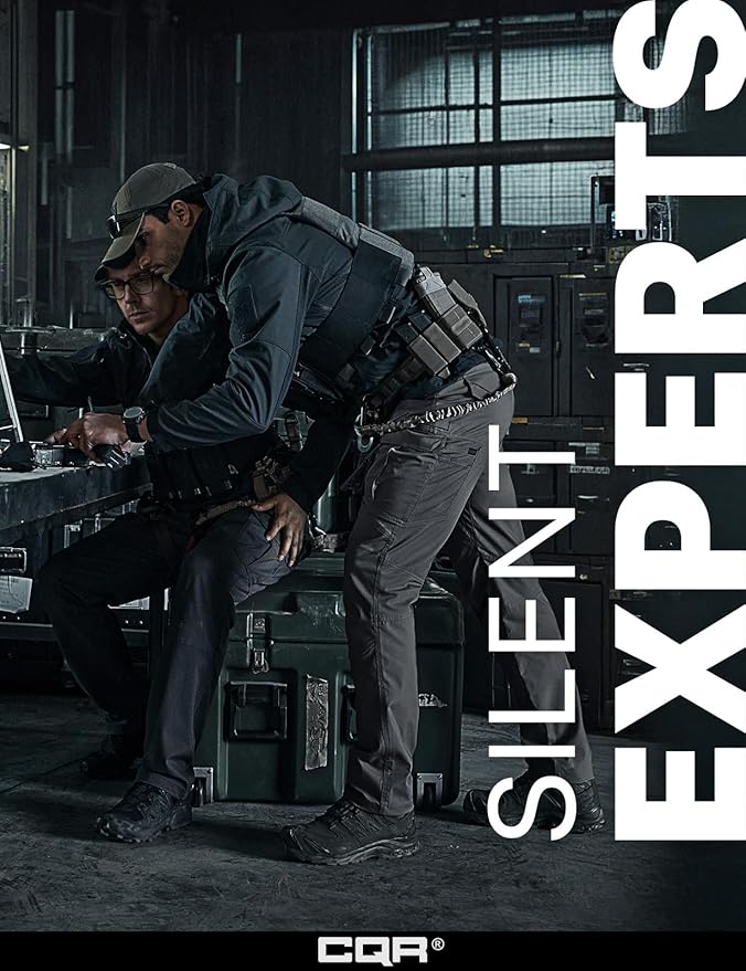 CQR Men's Flex Stretch Tactical Pants, Water Resistant Ripstop Cargo Pants, Lightweight EDC Outdoor Work Hiking Pants