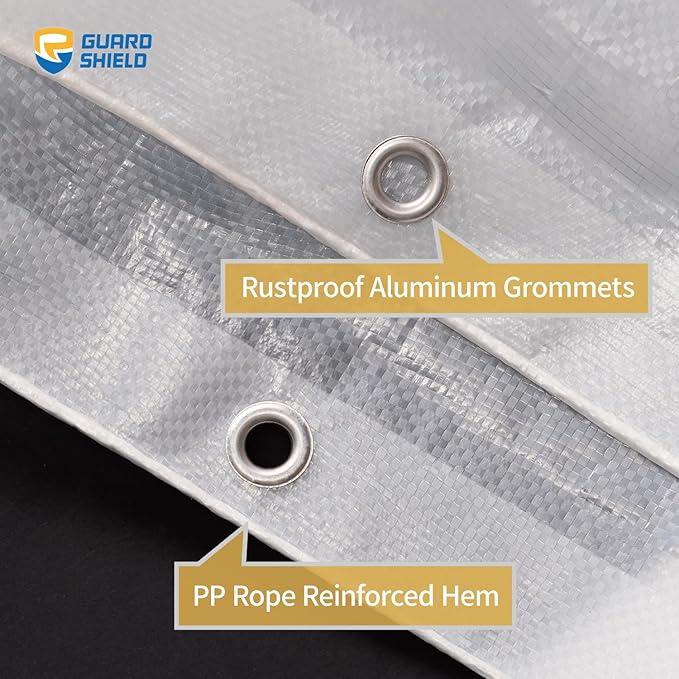 GUARD SHIELD Clear Tarp Heavy Duty 16x16 Feet Waterproof for Outdoor Garden Poly Cover UV Resistant Transparent Tarpaulin10mil