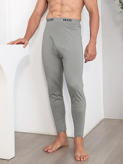 URATOT Men's Thermal Underwear Bottom Fleece Long Johns for Men Soft Warm Base Layer Thermal Pants for Cold Weather