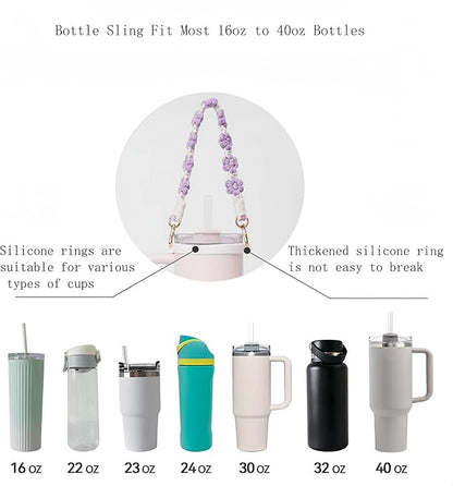 Outman Cup Accessories Set Water Bottle Holder Sling,Siliocne Straw Cover,Lipstick Holder Fits Most 16-40oz Water Bottles Compatible with Stanley Cup