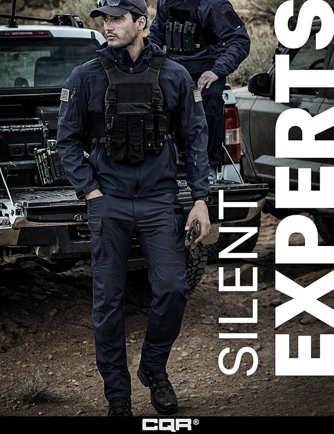 CQR Men's Flex Stretch Tactical Pants, Water Resistant Ripstop Cargo Pants, Lightweight EDC Outdoor Work Hiking Pants