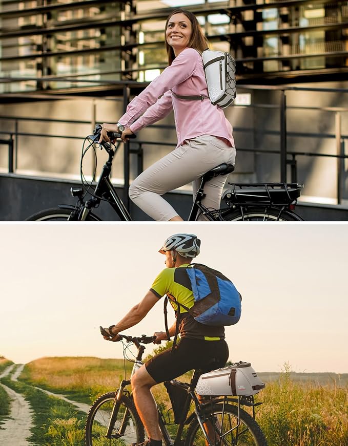 KEMIMOTO Rear Bike Rack Bag, 8L Full Reflective PVC Water Resistant Bicycle Trunk for Road and Mountain Bikes, Ebike Rack Bag with Side Pockets for Cycling Travel Commute