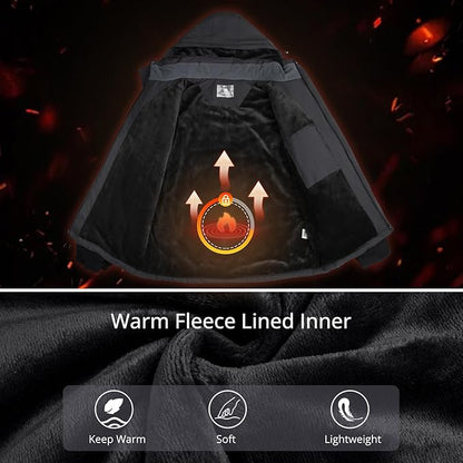 CAMELSPORTS Mens Winter Jacket Waterproof Warm Snow Ski Jackets Faux Fur Fleece Rain Coats with Removable Hood