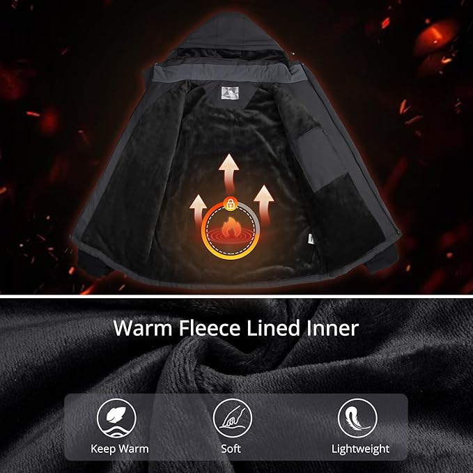 CAMELSPORTS Mens Winter Jacket Waterproof Warm Snow Ski Jackets Faux Fur Fleece Rain Coats with Removable Hood