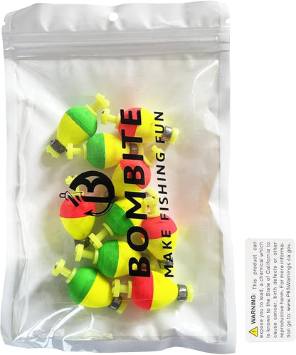 Fishing Bobbers Floats,10 Packs Weighted Bobbers for Fishing Foam Snap-on Fishing Floats Ball Oval Fishing Corks Bluegill Crappie Panfish Bass Trout