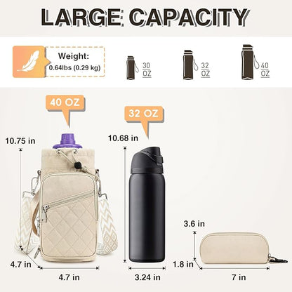 Water Bottle Carrier Bag with Strap, Water Bottle Holder Crossbody Bags for Women Men for Walking, Hiking,Cycling
