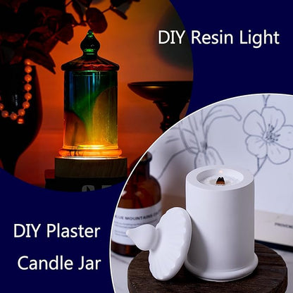 Jar Resin Molds Valentine Storage Box with Lid Epoxy Resin Casting Mold Cylinder Jars Candle Jewelry Trinket Container Mould DIY Planter Candy Organizer Making Concrete Cement Moulds Craft Home Decor