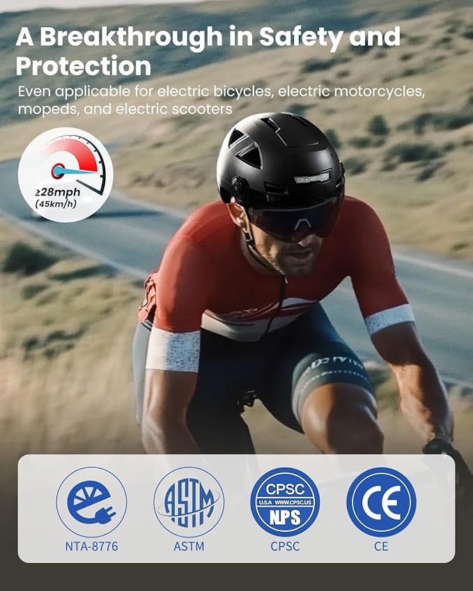 ILM Smart Adult Bike Helmet with Automatic G-Sensor Turn Signal & Brake Warning LED Light Control Road Cycling Helmet E3-12LS