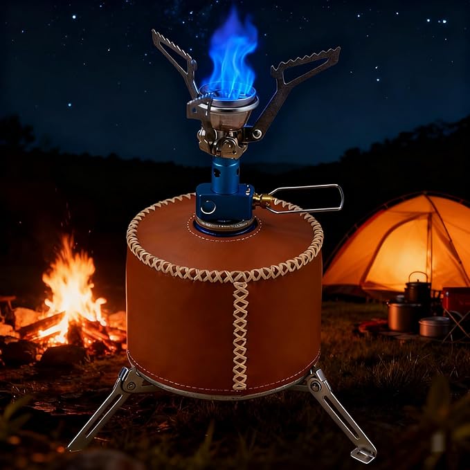 MCAMPAS Mini Fuel Can Stabilizer Stand, Foldable 304 Stainless Steel Tripod for Camping Stoves, Butane/Propane Canisters - Outdoor Hiking Cooking Gear