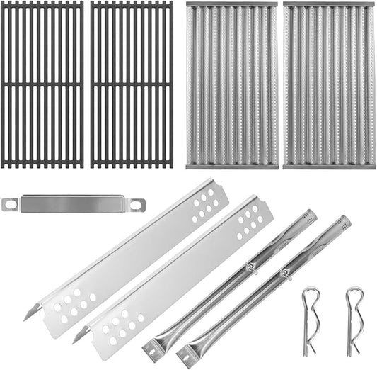 Grill Replacement Parts Kit for Charbroil Tru-Infrared 463642316 463644220 463632320 463675016 463632520 463245518 G362-2100-W1, 17" Grill Emitter Cooking Grate Heat Plate Shield Burner Crossover Tube