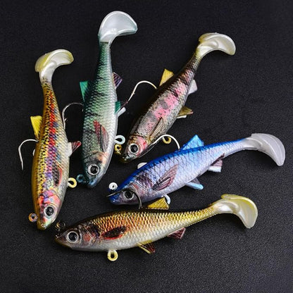 Fishing Soft Plastic Lures - Pre-Rigged Soft Fishing Lures - Great Action Swimbaits with Spinner - Fishing Gear for Bass Trout Walleye, Crappie Fishing Jigs Bait