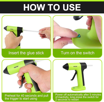 FEITA Cordless Hot Glue Gun Usb-C Rechargeable, 40S Fast Preheating, Portable Wireless Glue Gun Kit with 30pcs Mini Glue Sticks, Suitable for Kids Craft, DIY Home Repair
