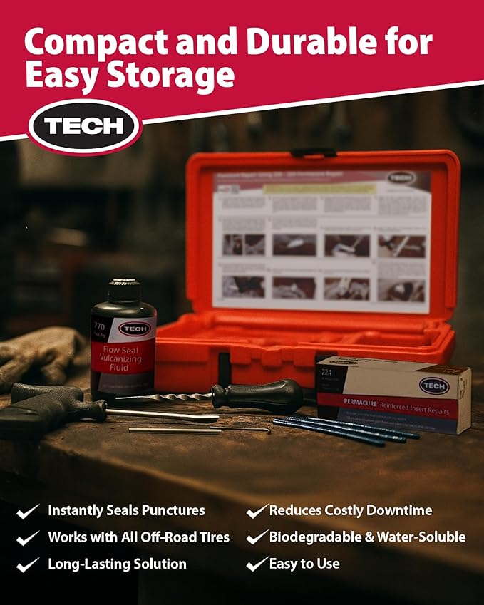 TECH Permacure Truck Tire Plug Kit – Ideal Tools and Flat Tire Fix for Trucks, Tractors, and Large Tires (40 Heavy-Duty Plugs for Emergency Tire Patch and Puncture Repair)