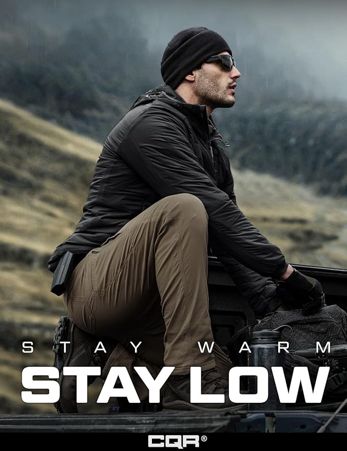 CQR Men's Lightweight Insulated Jacket, Windproof Packable Water Resistant Warm Active Coat for Hiking Work Outdoor Tactical