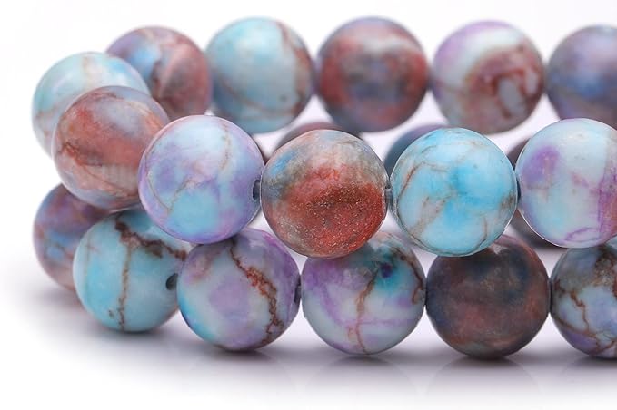 Youngbling Natural Gemstone Beads for Jewelry Making,10mm Purple Jasper Polished Round Smooth Stone Beads,Genuine Real Stone for Bracelet Necklace 15 Inch(Purple Imperial Jasper,10mm)