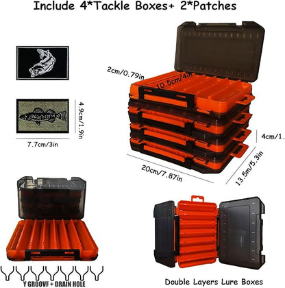 Fishing Backpack with Tackle Boxes 45L Fishing Tackle Backpack Bag Tackle Box, Outdoor Waterproof Large Tackle Bag Gear Storage Bag for Fishermen Christmas Birthday Gifts (Black)