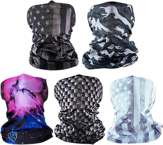 S A Company 5-Pack UV Face Shield | UV 30+ Multipurpose Neck Gaiter Balaclava for Adults