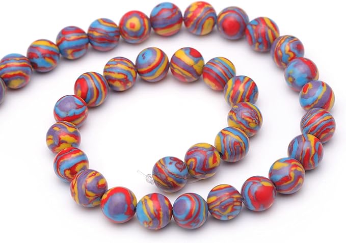 Youngbling Natural Gemstone Beads for Jewelry Making,6mm Red Malachite Polished Round Smooth Stone Beads,Genuine Real Stone for Bracelet Necklace 15 Inch(Red Malachite,6mm)