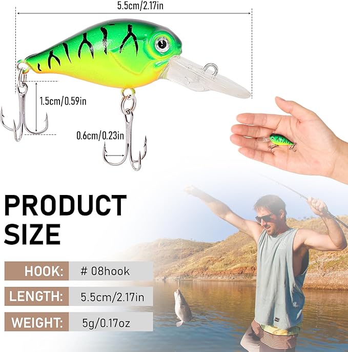 Fishing Lures Kit with Organizer Box, Mixed Including Minnow Popper Crank VIB Pencil Baits with Hooks for Saltwater Freshwater, Fishing Lure kit Gift for Family Fishing Beginner and Pros