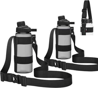 HEYSKAY Water Bottle Holder With Handle and Adjustable Shoulder Strap, Sling With Carabiner for 12oz-40oz Hydro Flask, Sports, Gym, Hiking, Camping, Walking