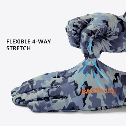 BASSDASH Men’s Camo Hunting Gloves UPF 50+ Lightweight Touchscreen Gloves for Warm Weather Fishing Hiking Outdoor Activities