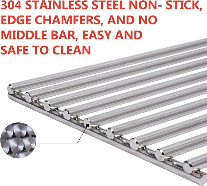 J&HYBBQ 4pcs Premium 7.8mm Stainless Steel Grill Grates – Compatible with Bull Angus, Brahma, Outlaw & More – Non-Stick, Easy-Clean BBQ Replacement Grates for Ultimate Grilling Experience