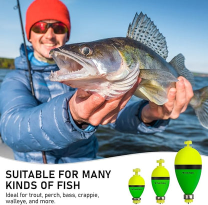 THKFISH Fishing Bobbers Floats,10 Packs Weighted Bobbers, Foam Oval Slip Bobbers for Fishing, Three Colours Crappie Bobbers, for Fishing Bluegill Crappie Panfish Bass Trout, 1in 1.5in 2in