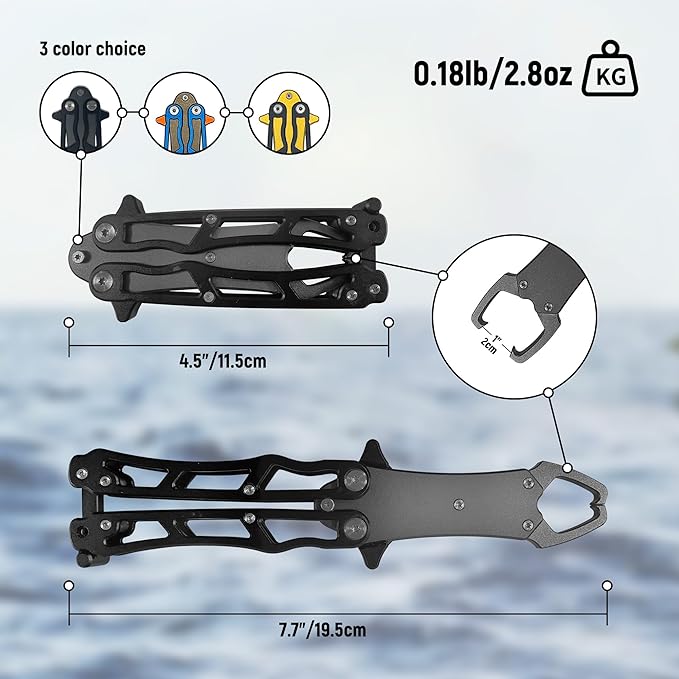 Fish Gripper for Fishing - Saltwater Fish Grabber Tool, Lightweight Aluminium Stowaway Fish Holder for Caught Fish Lip Grips Gift for Angler