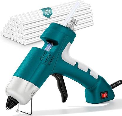 20W Hot Glue Gun with 30PCS Premium Glue Sticks, High Temp 90S Fast Heating Hot Melt Gun with Adjustable Glue Output Device for Crafting,Home Repairs,School DIY Projects (Blue)