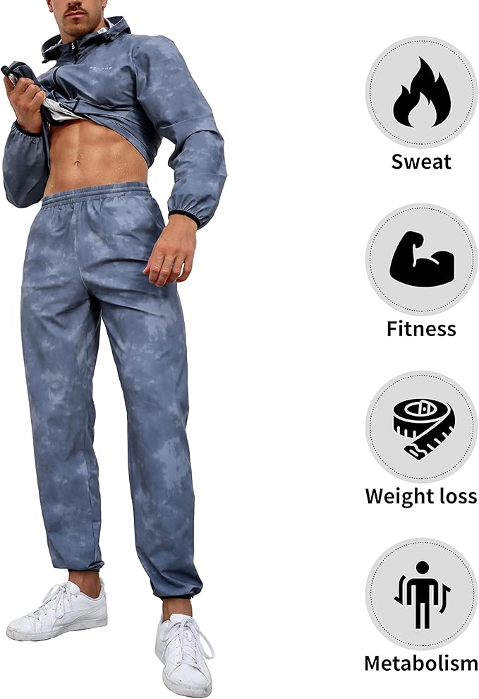Men's Sauna Suit 2-Piece Performance Jacket and Pants Set for Weight Loss Workout Boxing