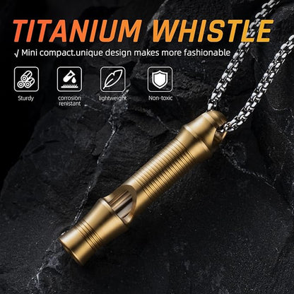 TISUR Titanium Emergency Whistle,EDC Safety Whistles Necklace Loud up to 120db,Survival Whistles for Survival,Hiking,Camping,Pets Training