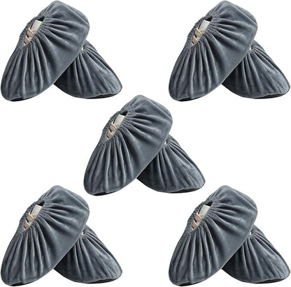 5 Pairs Reusable Shoe Covers, Non Slip Shoe Protectors Covers, Universal Soft Washable Thickened Foot Boot Shoe Covers for Indoors Home Laboratory (Grey)
