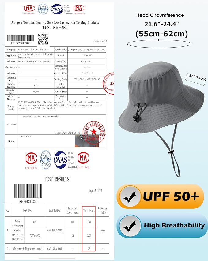 Water-Resistant Sun UPF 50+ Bucket Hat Protection Packable Brimmed Boonie for Women Men Summer Lightweight Hiking Outdoor Cap
