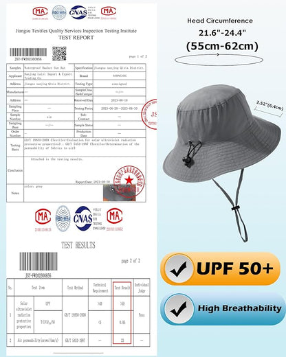 Water-Resistant Sun UPF 50+ Bucket Hat Protection Packable Brimmed Boonie for Women Men Summer Lightweight Hiking Outdoor Cap