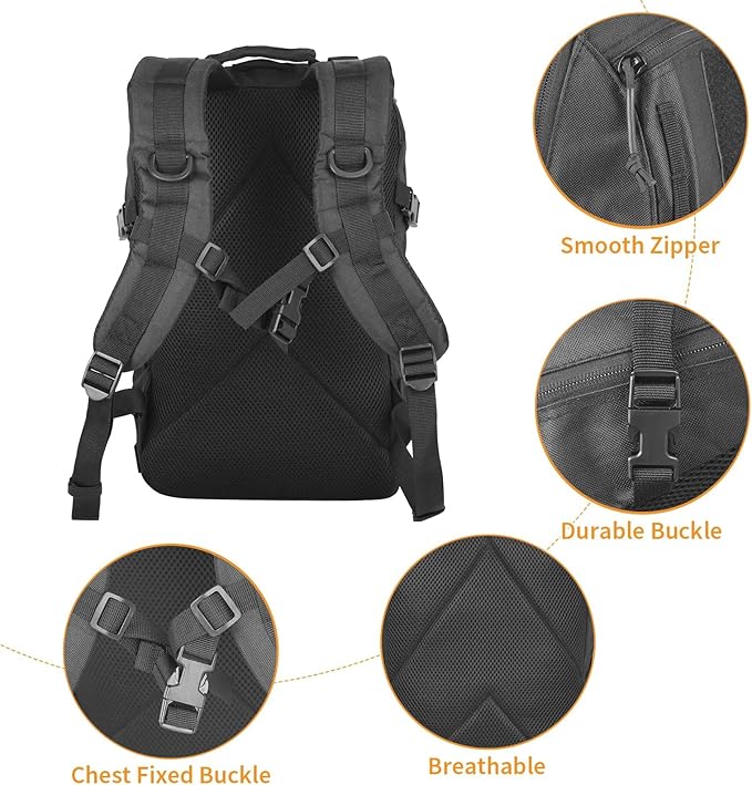 Small Tactical Backpack Military Daypack 12L Molle Bag Rucksack Army Daypack for Outdoor,Hiking,Camping,Travel (Black)