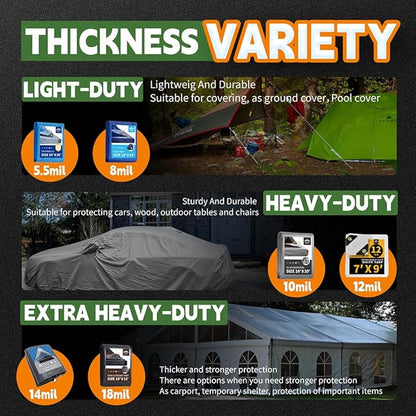 RAINDEWAY Tarps Heavy Duty Waterproof 30x50 Feet,10Mil Thick Multipurpose Large Tarp Cover with Metal Grommets and Reinforced Edges,Silver/Brown Tarp