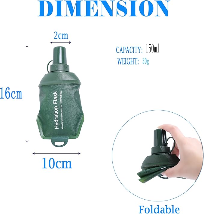 AXEN Soft Flask TPU Foldable Running Hydration Flask, Soft Collapsible Water Bottle for Hydration Pack Cycling Marathon Running Hiking