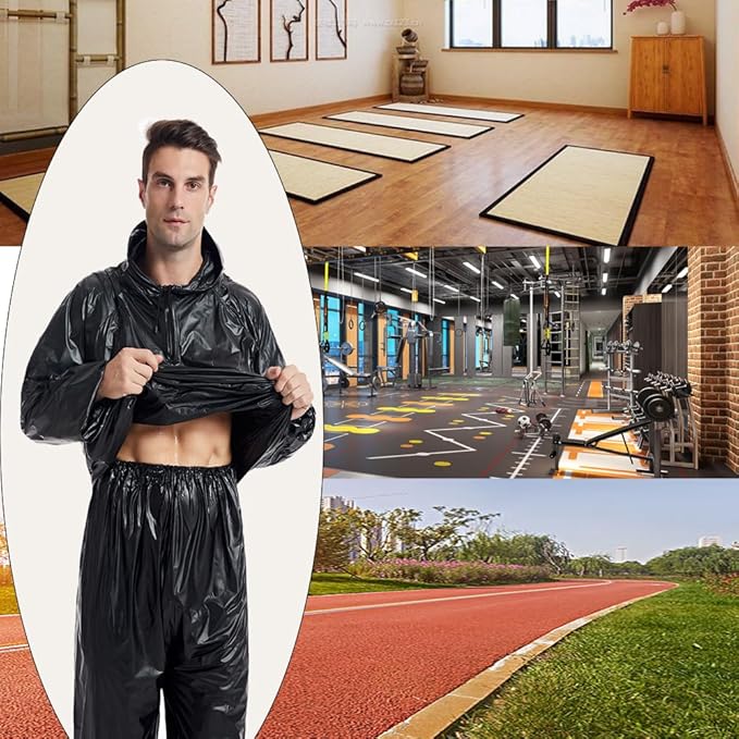 DawnBreak Sauna Sweat Suit for Women/Men with Hoodie Zipper Weight Loss Fitness Exercise Gym Workout Suit Top Pants