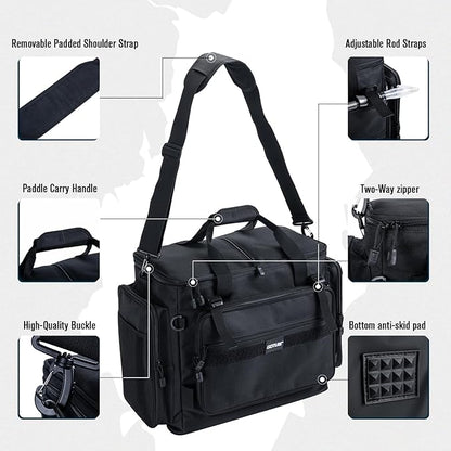 Goture Fishing Tackle Bag, Soft Side 600D Water-Resistant Cross Body Sling Fishing Bag, Freshwater Saltwater Gear Storage,Tactical Bags,Store 8 3700 Tackle Boxes(Not Included),21.65"x15.35"x11.81"