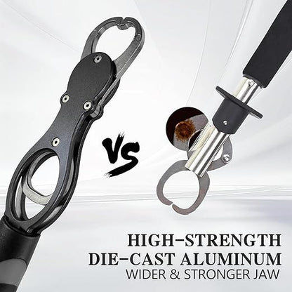 Eupheng 11.4'' Heavy-Duty Fish Gripper with Scale Rustproof Aluminum Body, Non-Slip Rubber Handle, Built-in Weight Estimator & Wrist Lanyard