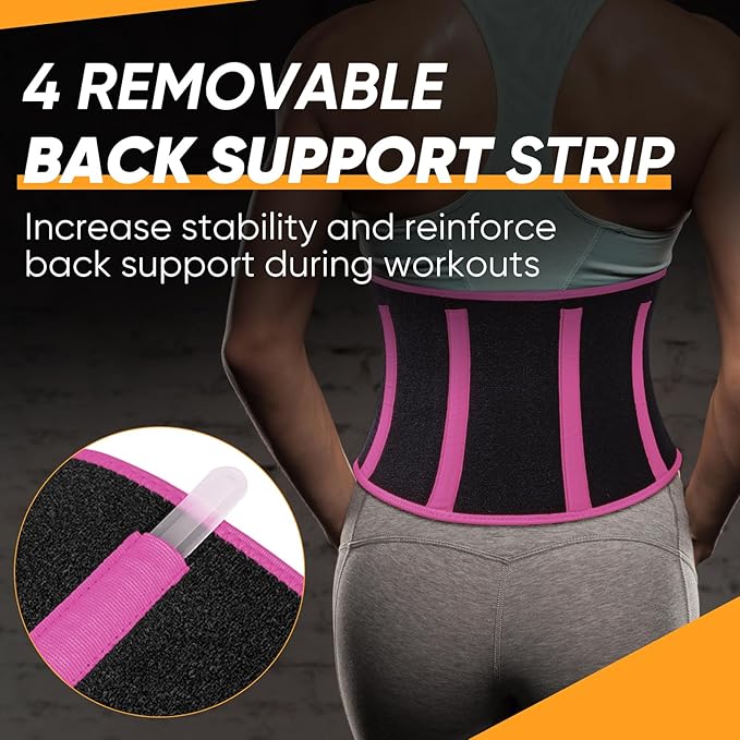 APEXUP Sweat Waist Trainer for Women and Men, Neoprene Waist Trimmer Belt Slimming Sweat Band with Removable Lumbar Support