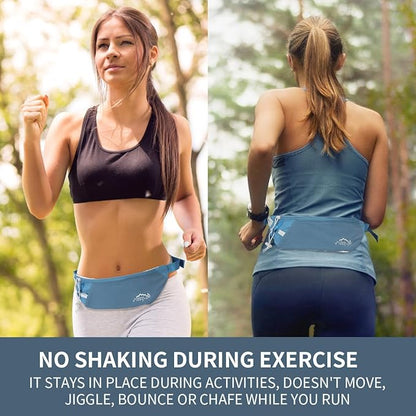 INOXTO Slim Running Belt Fanny Pack for Women and Men Sports Waist Bag Pack with 300ml Water Bottle for Running Walking Cycling Hiking Reflective Running Pouch Belt for All Phones (Dack Blue)