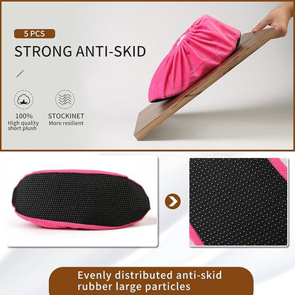 5 Pairs Reusable Shoe Covers, Non Slip Shoe Protectors Covers, Universal Soft Washable Thickened Foot Boot Shoe Covers for Indoors Home Laboratory (Pink)