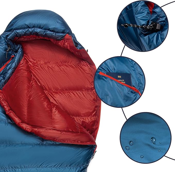 Ultralight Mummy Down Sleeping Bag 650 Fill Power Duck Down Suits for 32 Degree F for Camping Hiking Backpacking