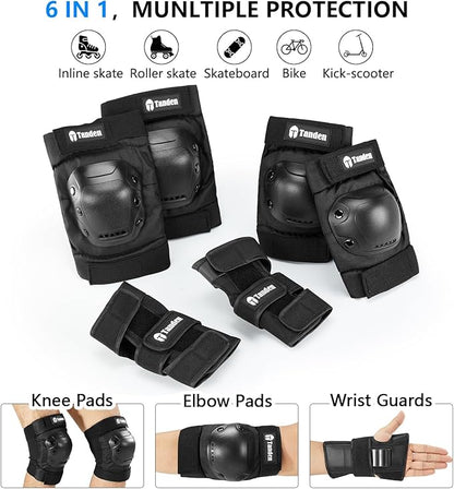 Skateboard Protective Gear Knee Pads and Elbow Pads Set, Elbow and Knee Pads for Roller Skating Wrist Guards Skateboarding Pads