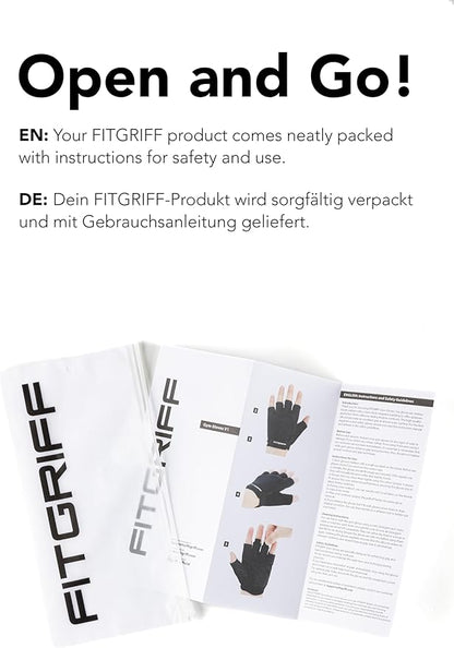 Fitgriff® Workout Gloves (Padded) for Men & Women - Fingerless Gym Gloves for Weight Lifting, Training - Full Palm Protection